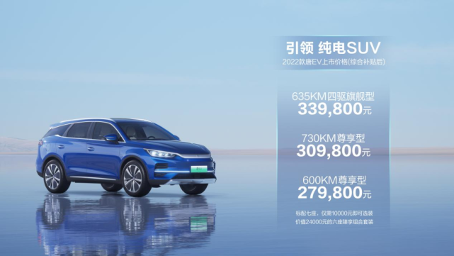 30万元级最强纯电SUV！比亚迪2022款唐EV：27.98万元起上市
